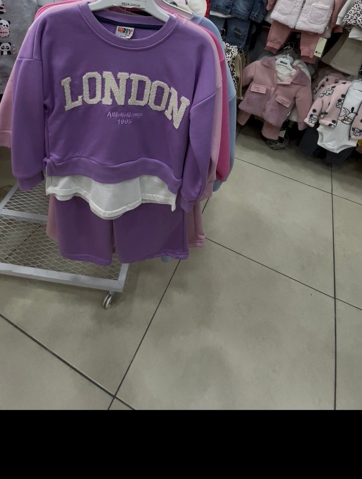 Kız Çocuk Pembe Dantelli Sweatshirt takım - Görsel 3