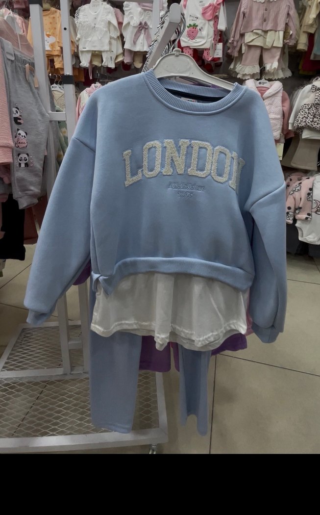 Kız Çocuk Pembe Dantelli Sweatshirt takım - Görsel 4