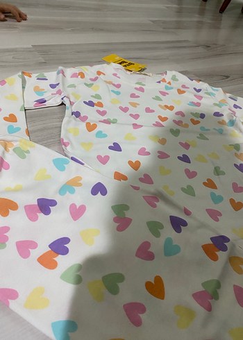 Bebek Kız Çok Renkli Kalp Desenli Uzun Kollu Takım - Görsel 3