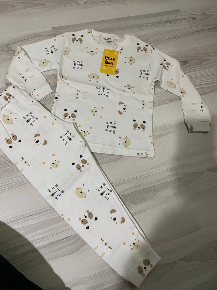 Beyaz Baskılı Çocuk Uyku Takımı - Görsel 4