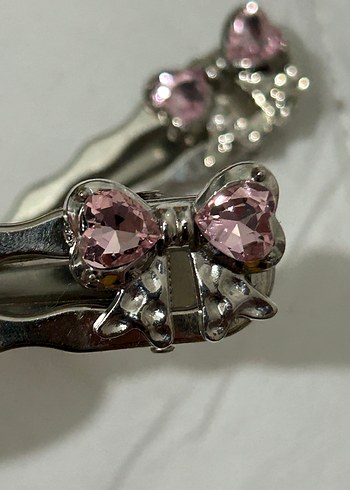 H&M Pembe Taşlı Metal Saç Tokası Çifti