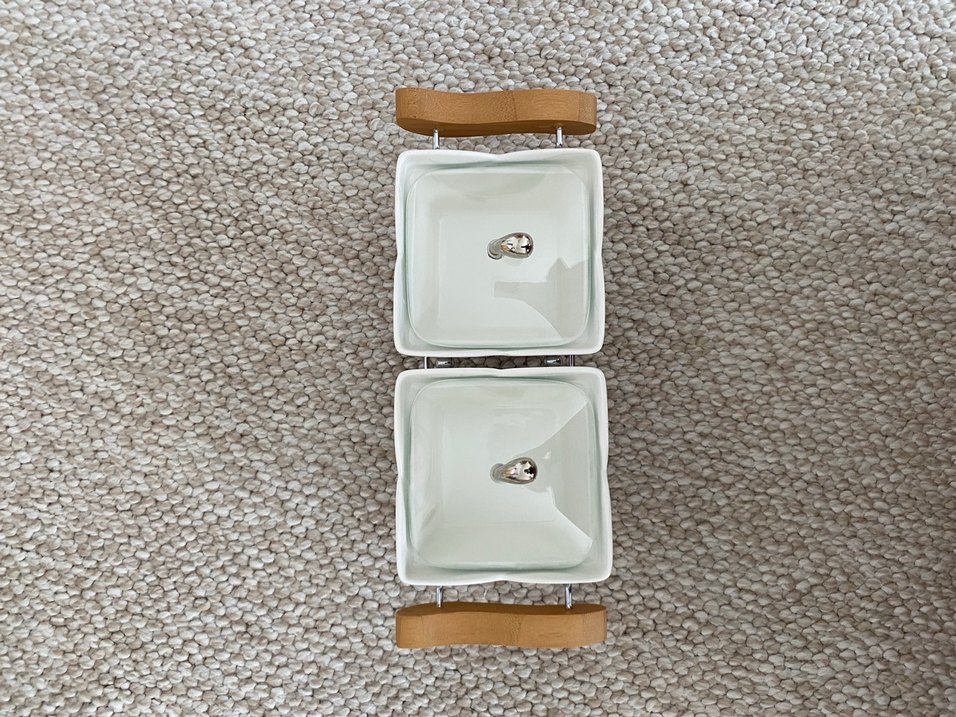 Ahşap Kulplu Beyaz Seramik İkili Kase Seti - Görsel 3