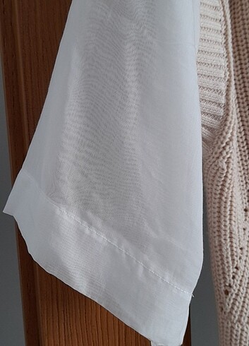 Bej transparan kollu çok şık Triko. 100% Pamuk. - Görsel 3