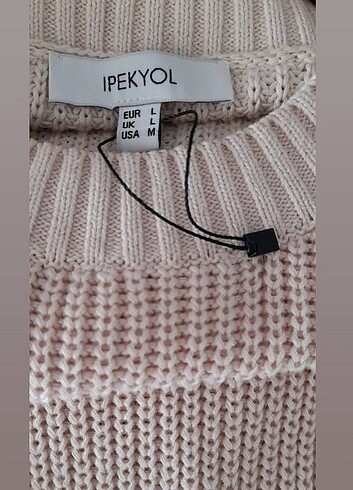 Bej transparan kollu çok şık Triko. 100% Pamuk. - Görsel 4