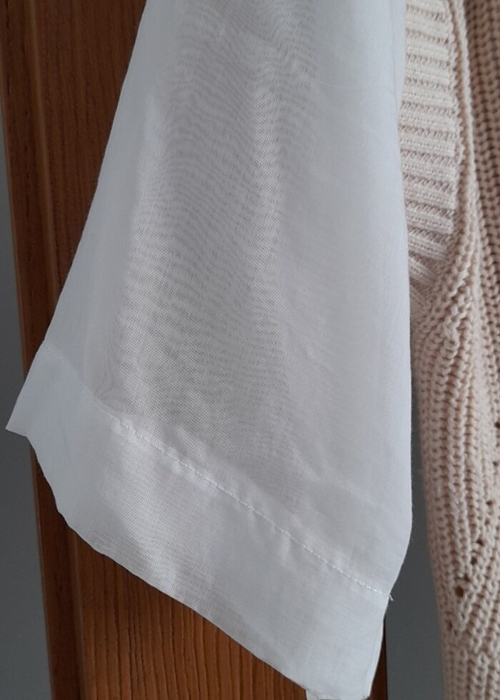 Bej transparan kollu çok şık Triko. 100% Pamuk. - Görsel 3