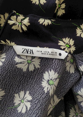 ZARA Kadın Siyah Çiçek Desenli Uzun Elbise - Görsel 5