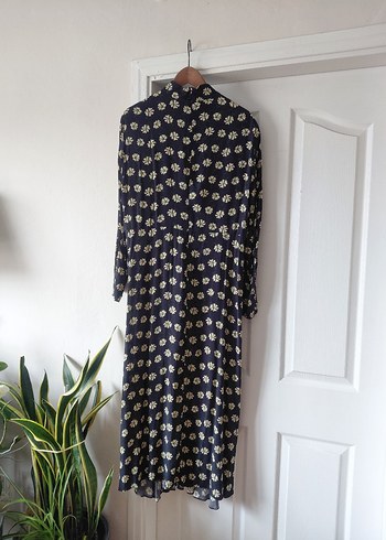 ZARA Kadın Siyah Çiçek Desenli Uzun Elbise - Görsel 4