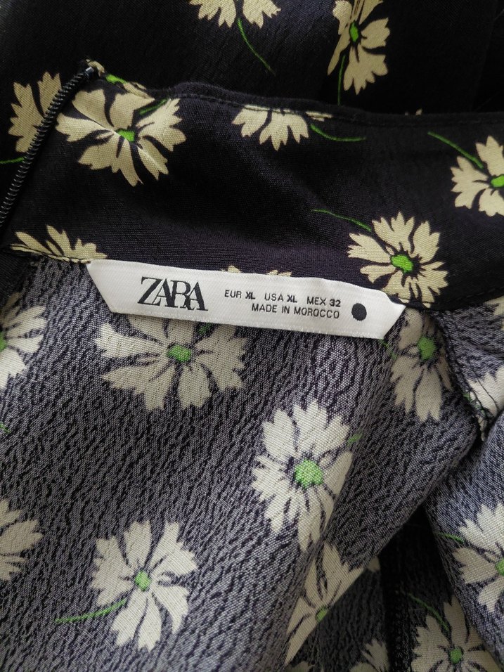 ZARA Kadın Siyah Çiçek Desenli Uzun Elbise - Görsel 5