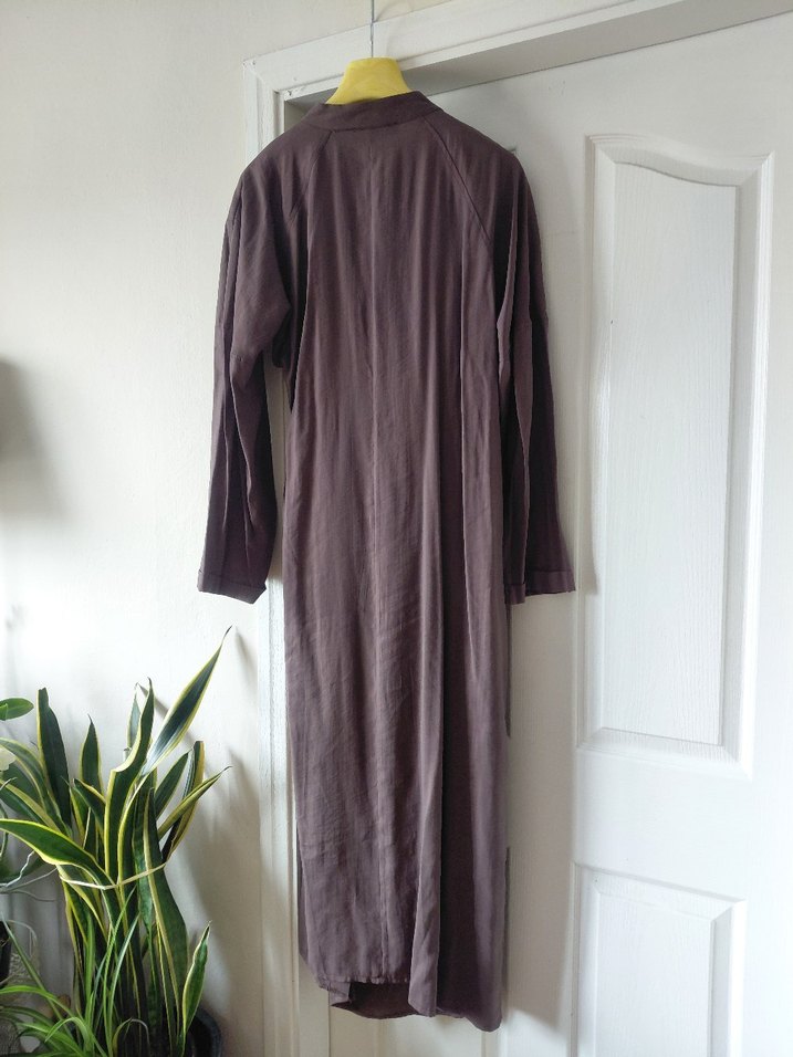 Touche Prive marka Drapeli Uzun Kahverengi Kadın Elbise - Görsel 5