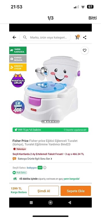 Beden Fısher price eğitici eğlenceli tuvalet