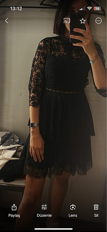 Zara abiye siyah dantel s xs beden - Görsel 3