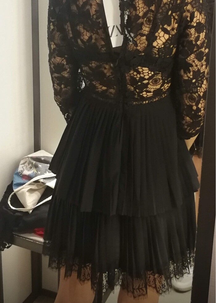 Zara abiye siyah dantel s xs beden - Görsel 2