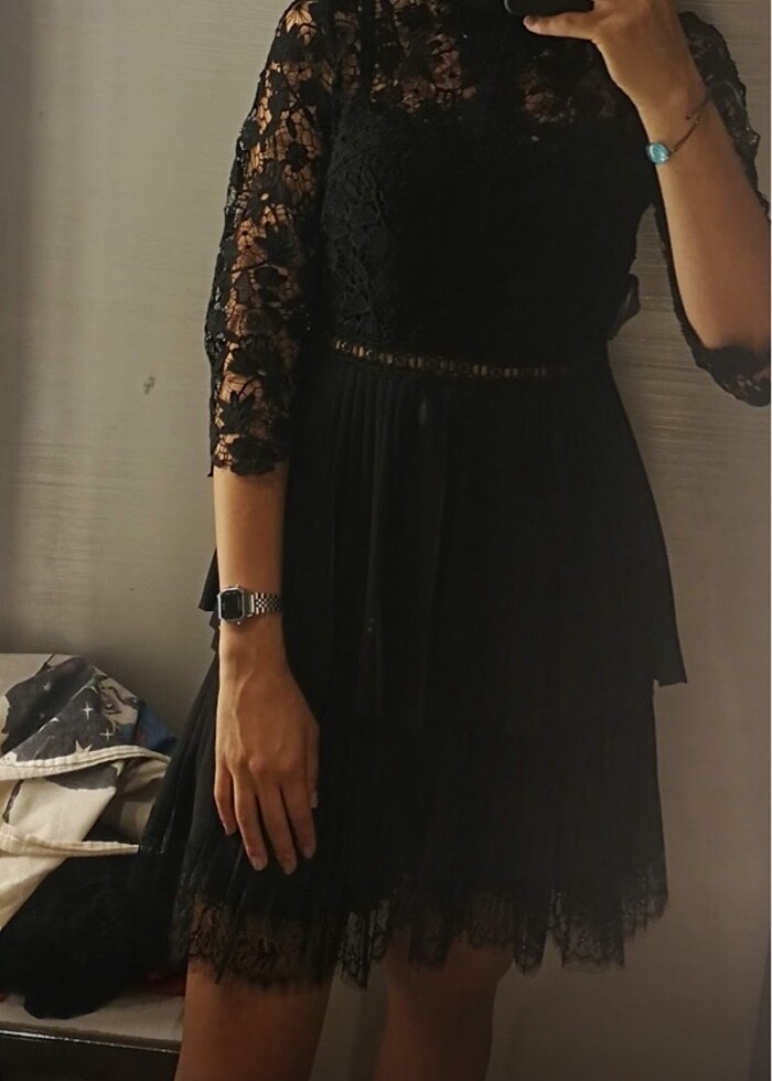Zara abiye siyah dantel s xs beden - Görsel 3
