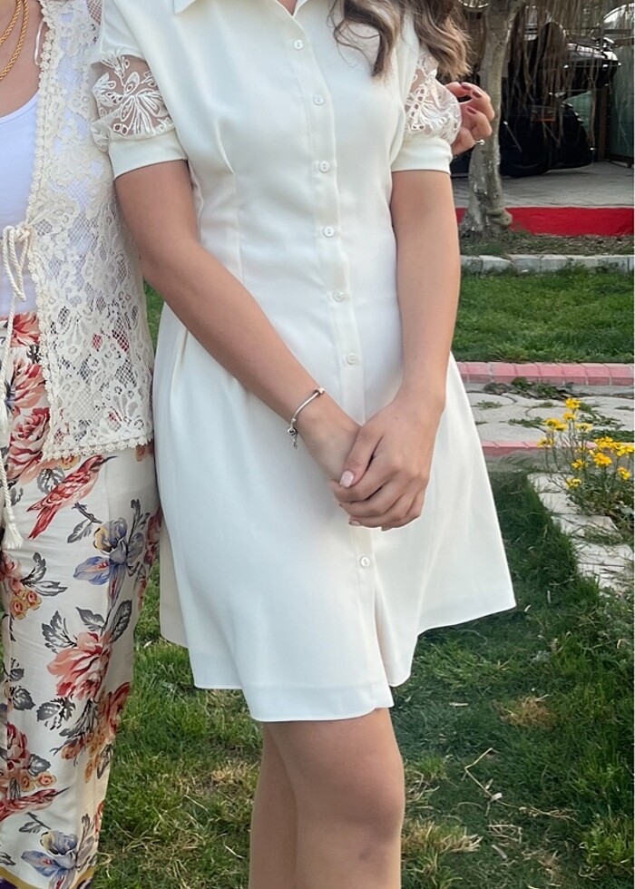 Adl adilışık s beden kırık beyaz nişan elbisem güpür kol - Görsel 2