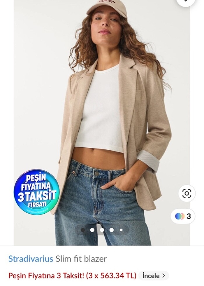 Stradivarius basic blazer S beden krem - Görsel 3
