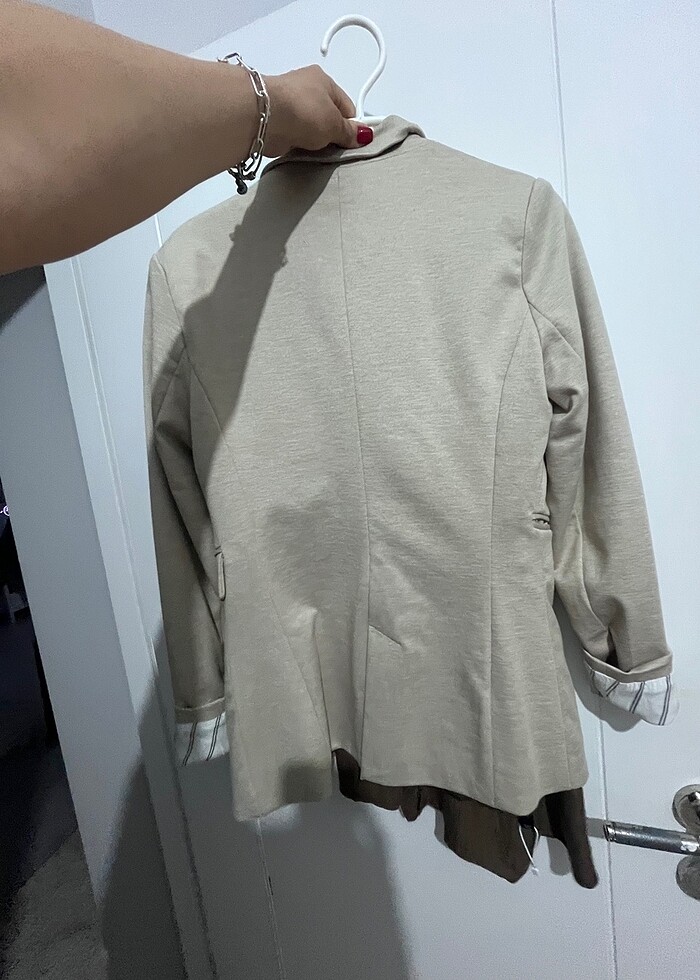 Stradivarius basic blazer S beden krem - Görsel 2
