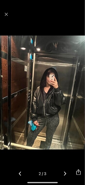 Zara çift taraflı bomber biker kürk deri - Görsel 2