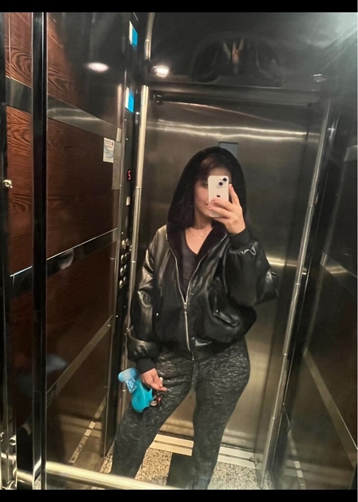 Zara çift taraflı bomber biker kürk deri - Görsel 2