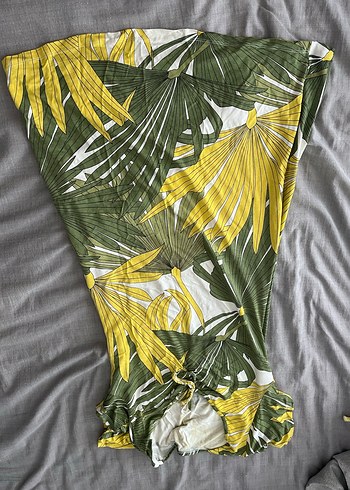 Sarı Yeşil Midi-Mini Bohem Elbise - Görsel 2