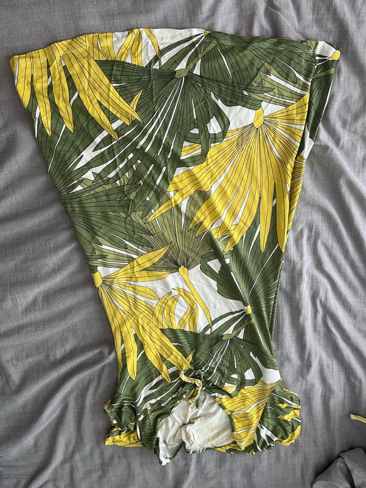 Sarı Yeşil Midi-Mini Bohem Elbise - Görsel 2