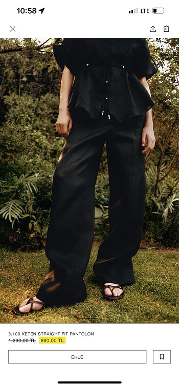 Zara 0 keten straight fit pantolon