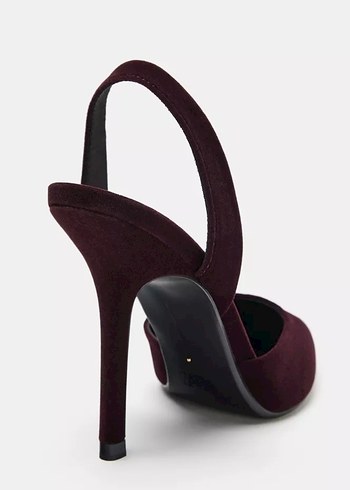 Bordo Süet Stiletto Kadın Ayakkabı - Görsel 4