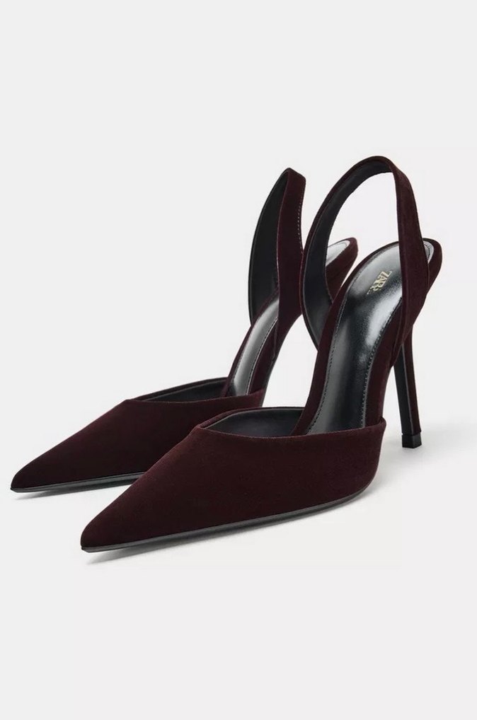 Bordo Süet Stiletto Kadın Ayakkabı - Görsel 2