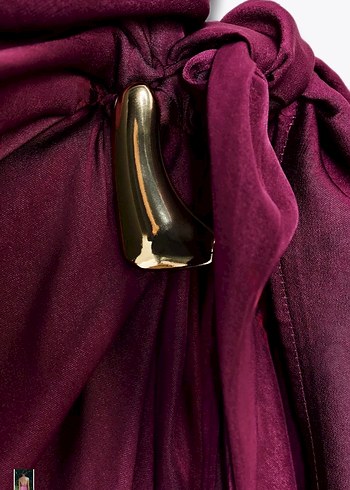 Mor Drapeli Mini Halter Yaka Elbise - Görsel 7