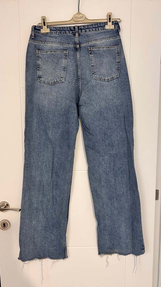 Kadın Gri Mavi Bol Kesim Kot Pantolon - Görsel 2