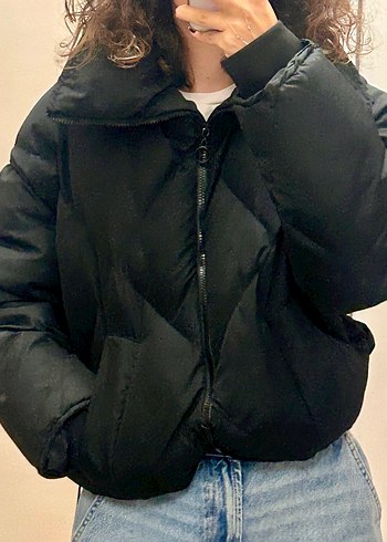 S Beden Siyah Şişme Mont - Görsel 3