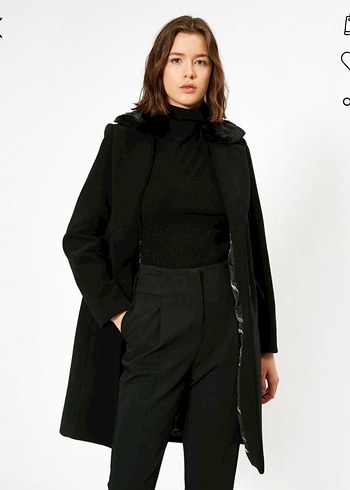 Koton 40 Beden Siyah Kaban - Görsel 7