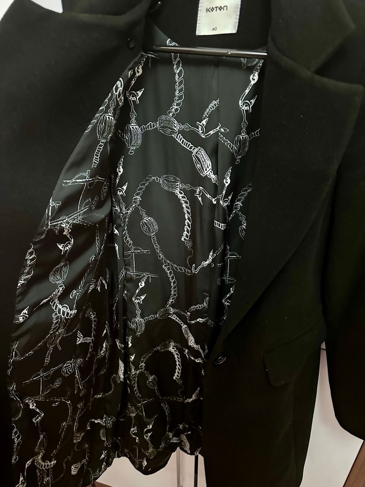 Koton 40 Beden Siyah Kaban - Görsel 5