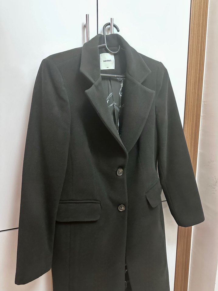 Koton 40 Beden Siyah Kaban - Görsel 4