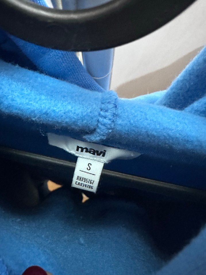 Mavi Kapüşonlu Kadın Sweatshirt S Beden - Görsel 2