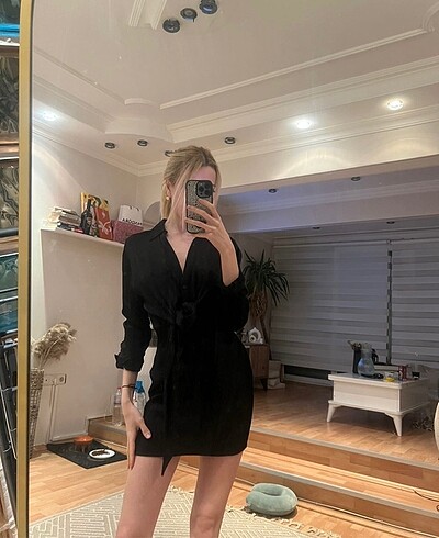 Bershka marka saten gömlek elbise