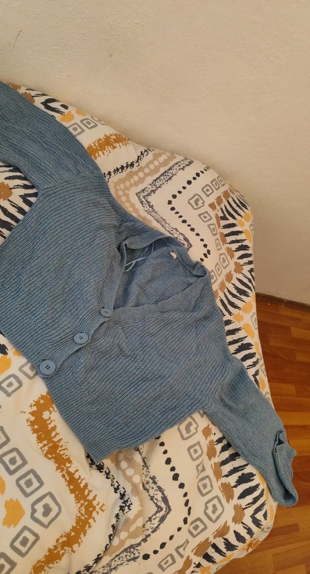 Gri Örgü Kısa Kadın Hırka - Görsel 2