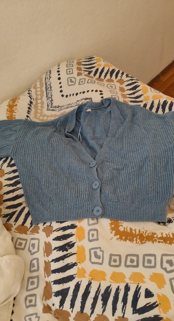 Gri Örgü Kısa Kadın Hırka - Görsel 3