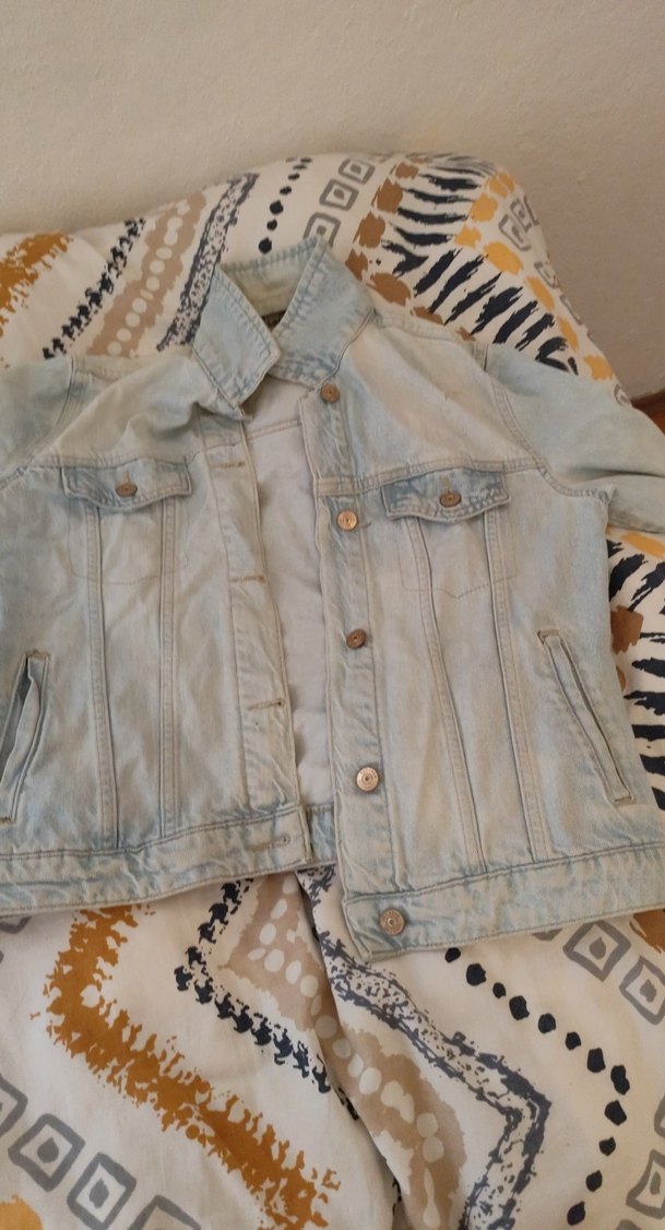 Düğmeli Gri Kadın Denim Ceket - Görsel 4