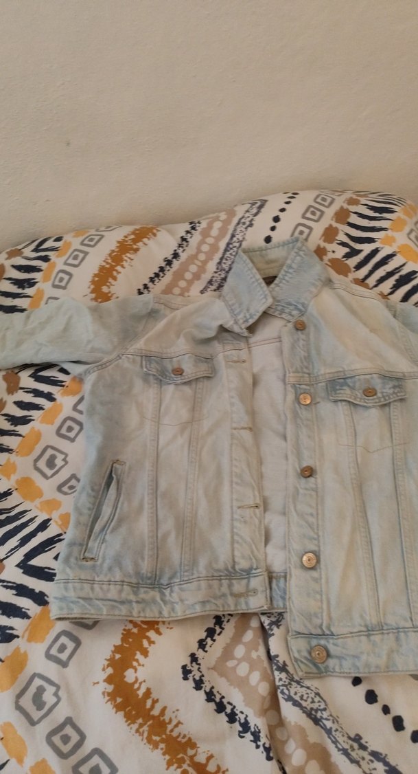 Düğmeli Gri Kadın Denim Ceket - Görsel 3