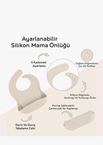 Diğer BPA İçermez Krem Çocuk Tabak, Kaşık ve Önlük Seti