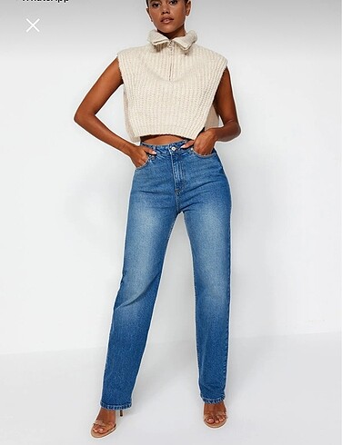 Trendyolmilla Koyu Mavi Straight Jean