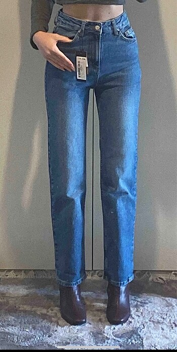 Trendyol & Milla Trendyolmilla Koyu Mavi Straight Jean