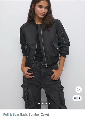 Pull&Bear Siyah Basic Bomber Ceket