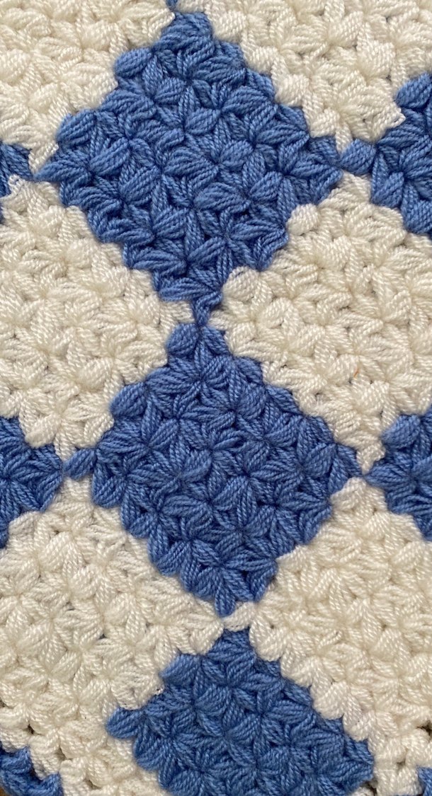 Mavi Beyaz Kareli Örgü Banyo lifi - Görsel 2