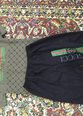 5 Yaş Beden gri Renk Erkek Çocuk Gucci Baskılı Şort Takım