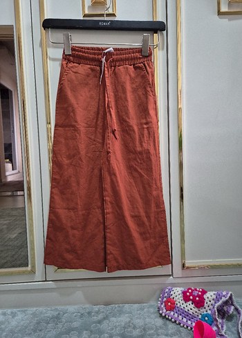 Kahverengi Kemerli çocuk Keten Pantolon