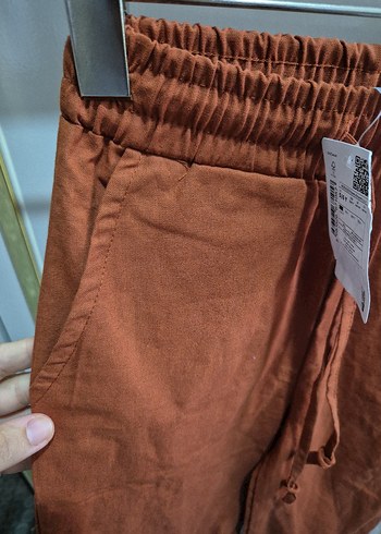 6 Yaş Beden kahverengi Renk Kahverengi Kemerli çocuk Keten Pantolon