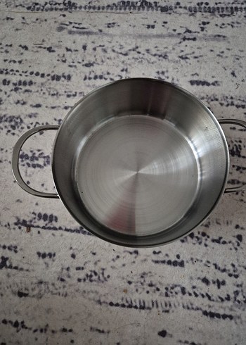 İki Kulplu Beyaz Gri Metal Tencere - Görsel 4