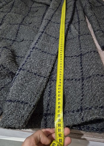 Gri Düğmeli Midi Kadın Yün Kaban - Görsel 6