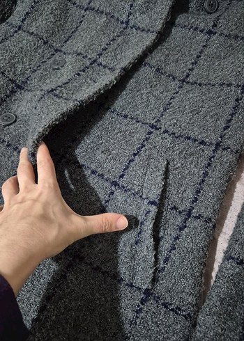 Gri Düğmeli Midi Kadın Yün Kaban - Görsel 7